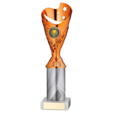 COPPER/WHITE PLASTIC 'SABRE' CUP ASSEMBLED ON MARBLE (1in CEN) - 10in